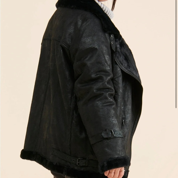 NWOT Hutch Rhys Sherpa Moto Jacket - Picture 3 of 8